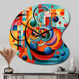 Orange Blue Geometry Unleashed IV - Asymmetric Metal Wall Clock