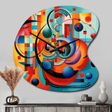 Orange Blue Geometry Unleashed IV - Asymmetric Metal Wall Clock
