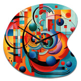 Orange Blue Geometry Unleashed IV - Asymmetric Metal Wall Clock