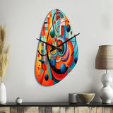 Orange Blue Geometry Unleashed IV - Asymmetric Metal Wall Clock