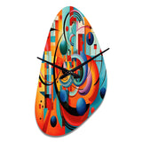 Orange Blue Geometry Unleashed IV - Asymmetric Metal Wall Clock