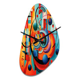 Orange Blue Geometry Unleashed IV - Asymmetric Metal Wall Clock