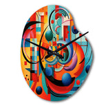 Orange Blue Geometry Unleashed IV - Asymmetric Metal Wall Clock