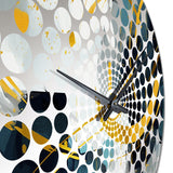 Gold Teal Shapes In Harmony - Abstract Metal Wall Clock