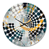 Gold Teal Shapes In Harmony - Abstract Metal Wall Clock