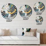 Gold Teal Shapes In Harmony - Abstract Metal Wall Clock