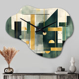 Gold Green Parallel Universes - Asymmetric Metal Wall Clock