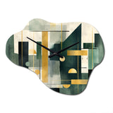 Gold Green Parallel Universes - Asymmetric Metal Wall Clock
