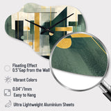 Gold Green Parallel Universes - Asymmetric Metal Wall Clock