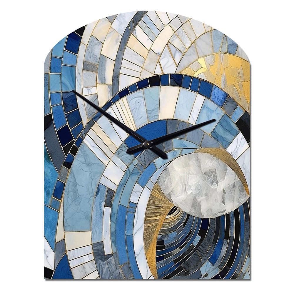 Gold Constructing Blue Realms I - Asymmetric Metal Wall Clock