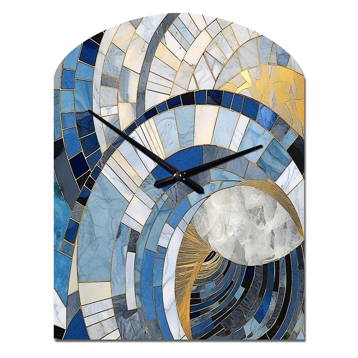 Gold Constructing Blue Realms I - Asymmetric Metal Wall Clock