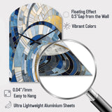 Gold Constructing Blue Realms I - Asymmetric Metal Wall Clock
