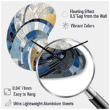 Gold Constructing Blue Realms I - Asymmetric Metal Wall Clock
