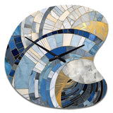 Gold Constructing Blue Realms I - Asymmetric Metal Wall Clock