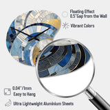 Gold Constructing Blue Realms I - Asymmetric Metal Wall Clock