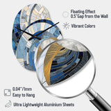 Gold Constructing Blue Realms I - Asymmetric Metal Wall Clock