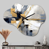 Grey and Gold Transcendent Impressions I - Asymmetric Metal Wall Clock