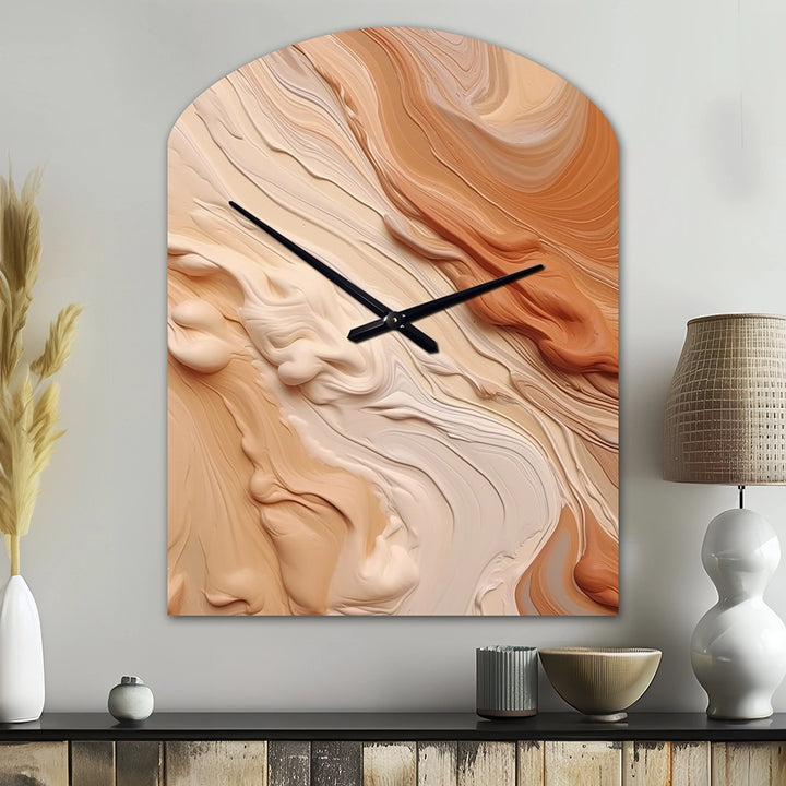 Orange and Beige Unbounded Imagination I - Asymmetric Metal Wall Clock