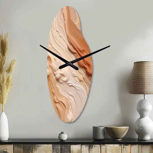 Orange and Beige Unbounded Imagination I - Asymmetric Metal Wall Clock