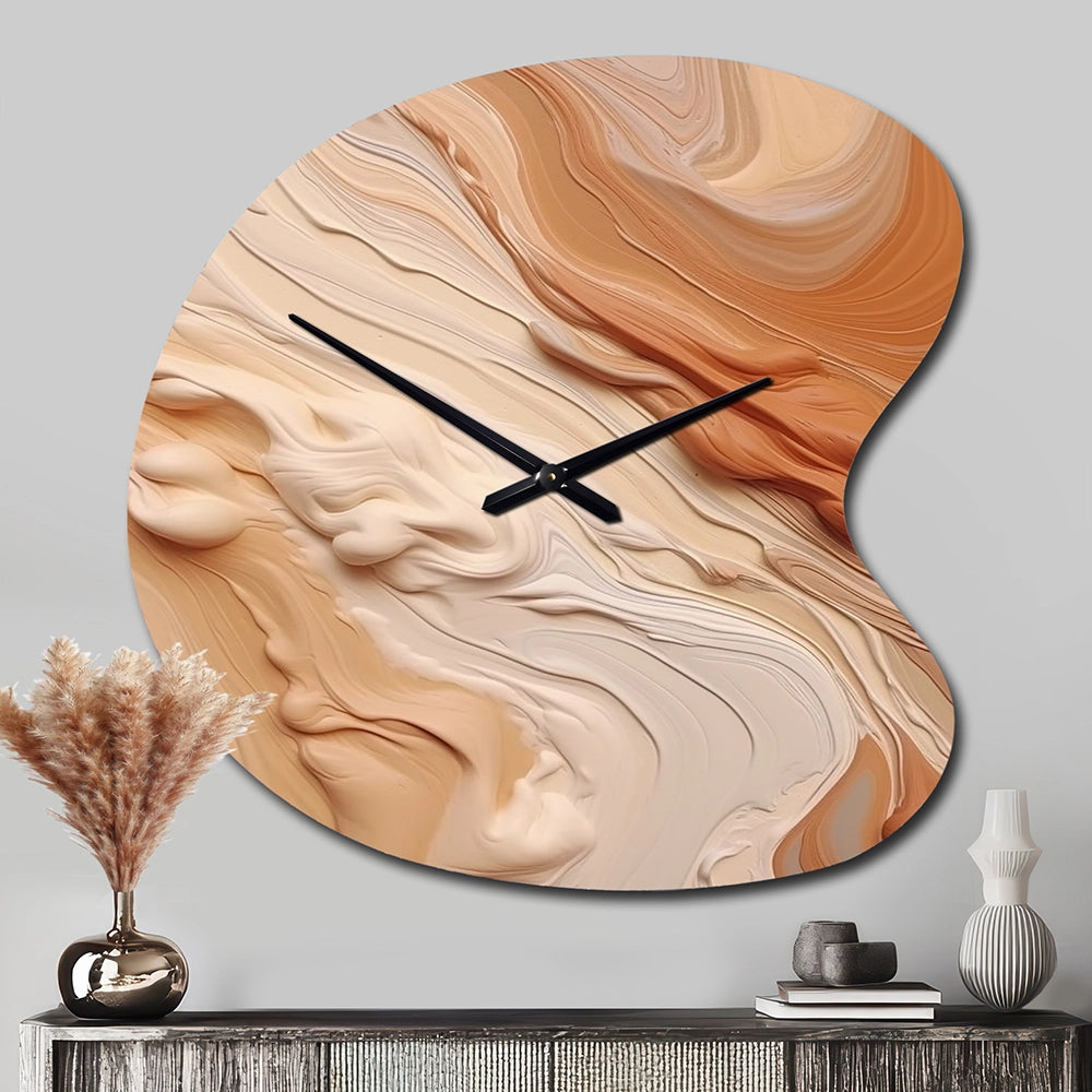 Orange and Beige Unbounded Imagination I - Asymmetric Metal Wall Clock