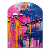 Pink and Blue Explosions Of Color - Asymmetric Metal Wall Clock