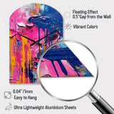 Pink and Blue Explosions Of Color - Asymmetric Metal Wall Clock