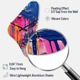 Pink and Blue Explosions Of Color - Asymmetric Metal Wall Clock