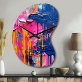 Pink and Blue Explosions Of Color - Asymmetric Metal Wall Clock