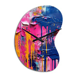 Pink and Blue Explosions Of Color - Asymmetric Metal Wall Clock