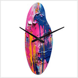 Pink and Blue Explosions Of Color - Asymmetric Metal Wall Clock