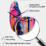 Pink and Blue Explosions Of Color - Asymmetric Metal Wall Clock