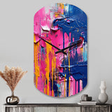 Pink and Blue Explosions Of Color - Asymmetric Metal Wall Clock