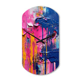 Pink and Blue Explosions Of Color - Asymmetric Metal Wall Clock