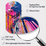 Pink and Blue Explosions Of Color - Asymmetric Metal Wall Clock