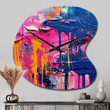 Pink and Blue Explosions Of Color - Asymmetric Metal Wall Clock