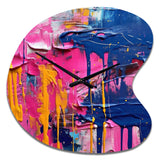 Pink and Blue Explosions Of Color - Asymmetric Metal Wall Clock