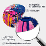 Pink and Blue Explosions Of Color - Asymmetric Metal Wall Clock