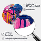 Pink and Blue Explosions Of Color - Asymmetric Metal Wall Clock