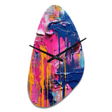Pink and Blue Explosions Of Color - Asymmetric Metal Wall Clock