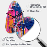 Pink and Blue Explosions Of Color - Asymmetric Metal Wall Clock