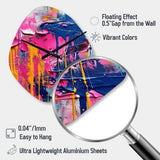 Pink and Blue Explosions Of Color - Asymmetric Metal Wall Clock
