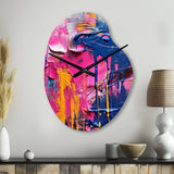 Pink and Blue Explosions Of Color - Asymmetric Metal Wall Clock