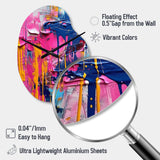Pink and Blue Explosions Of Color - Asymmetric Metal Wall Clock