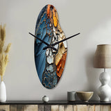 Blue and Orange Fluid Movements - Asymmetric Metal Wall Clock