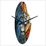 Blue and Orange Fluid Movements - Asymmetric Metal Wall Clock
