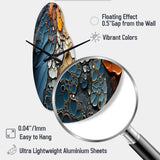 Blue and Orange Fluid Movements - Asymmetric Metal Wall Clock