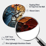 Blue and Orange Fluid Movements - Asymmetric Metal Wall Clock