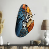Blue and Orange Fluid Movements - Asymmetric Metal Wall Clock