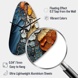 Blue and Orange Fluid Movements - Asymmetric Metal Wall Clock