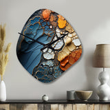 Blue and Orange Fluid Movements - Asymmetric Metal Wall Clock